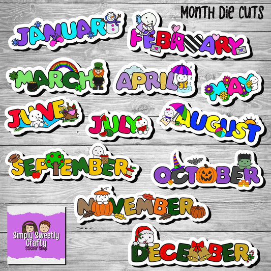 MONTHLY NAME Die Cut Sticker Set