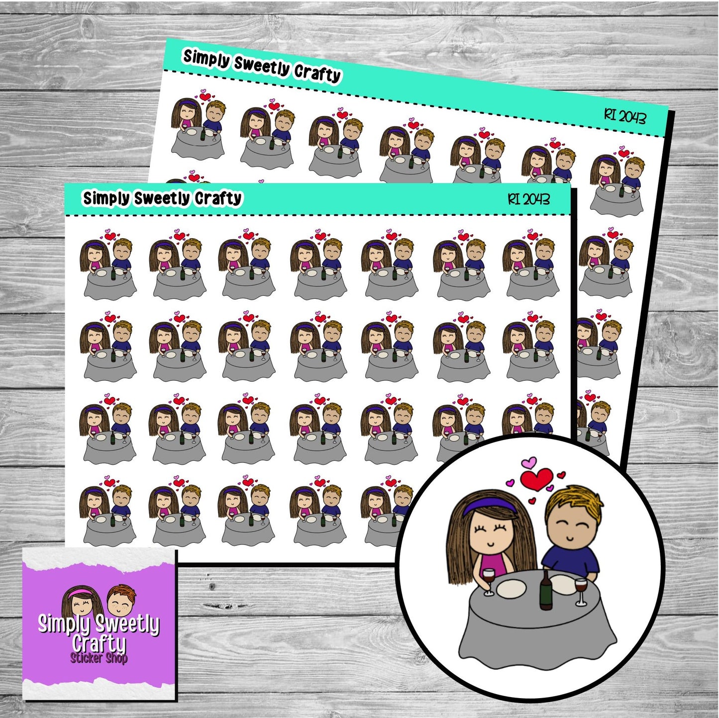 DATE NIGHT "CAROLINE" Character Planner Stickers