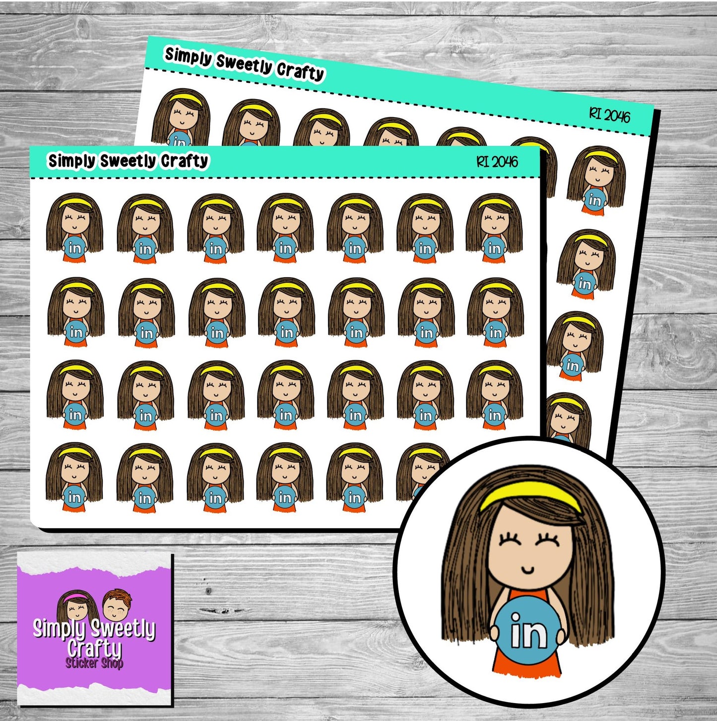 LINKEDIN "CAROLINE" Character Planner Stickers