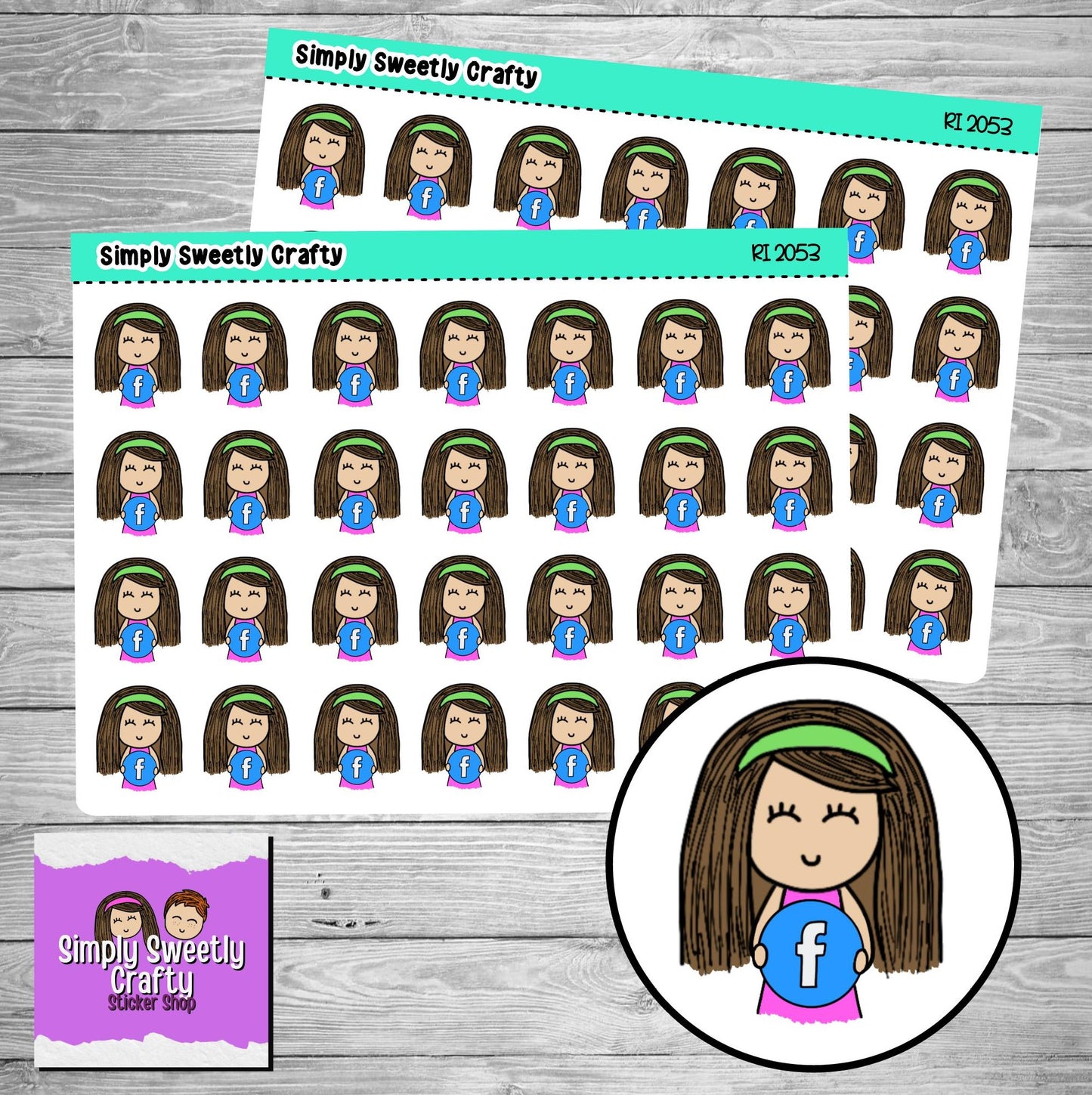 FACEBOOK Social Media "CAROLINE" Character Planner Stickers