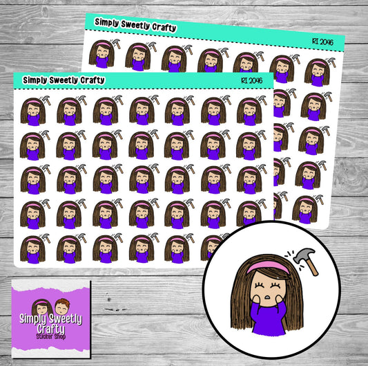 HEADACHE MIGRAINE "CAROLINE" Character Planner Stickers