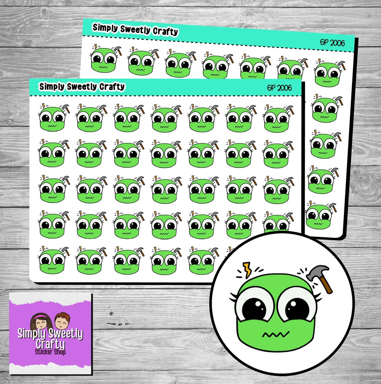 HEADACHE MIGRAINE "GUMDROP PEOPLE" Character Planner Stickers