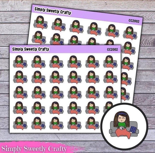 RELAXING ON THE COUCH "CAROLINE" Character Planner Stickers