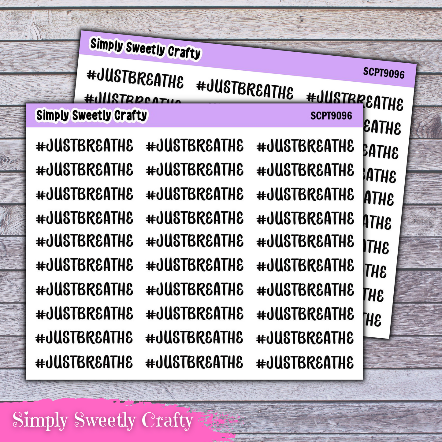 #JUSTBREATHE Script Font Planner Stickers