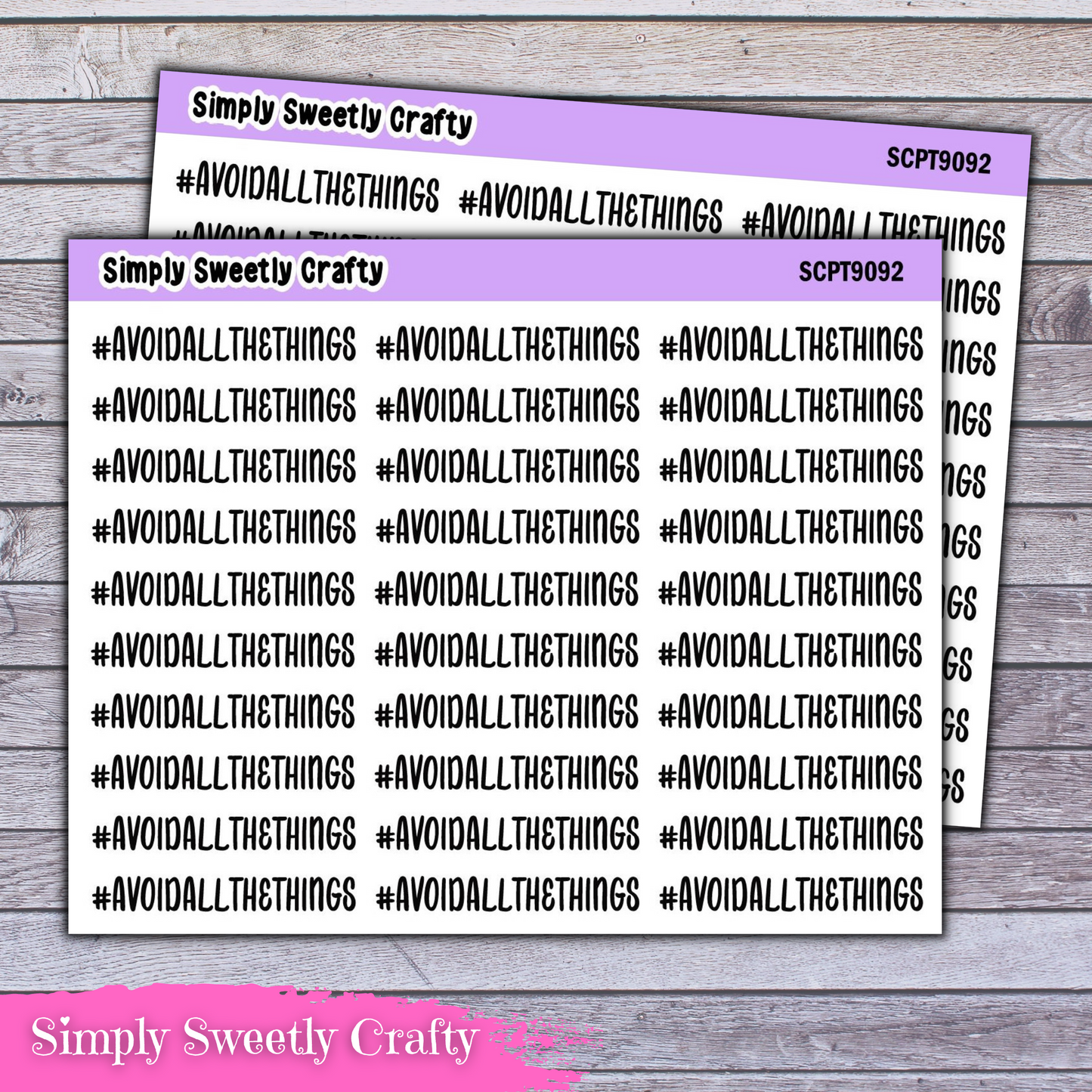 #AVOIDALLTHETHINGS Script Font Planner Stickers