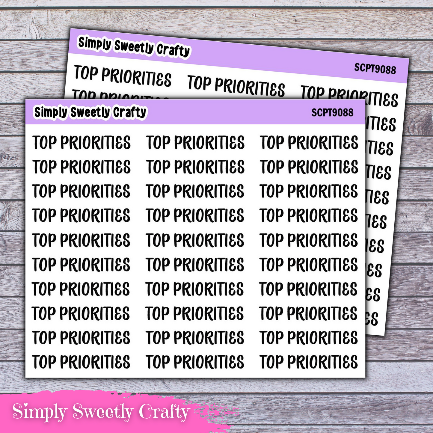 TOP PRIORITIES Script Font Planner Stickers