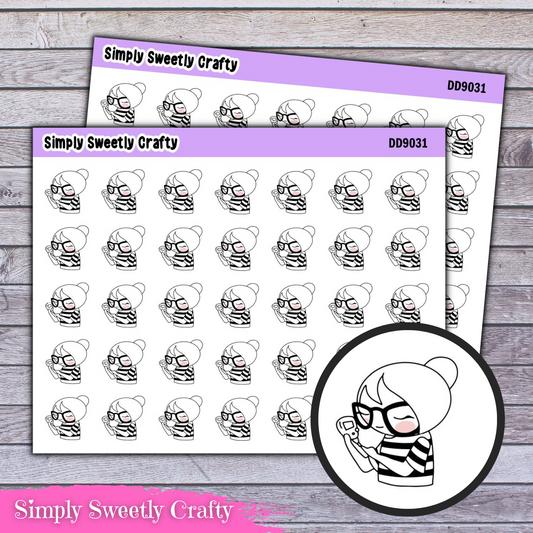 DIABETIC - DOODLE GIRL Planner Stickers