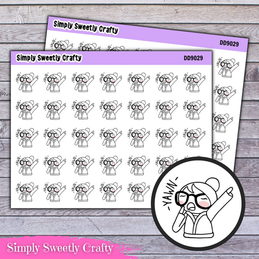 YAWNING - DOODLE GIRL Planner Stickers