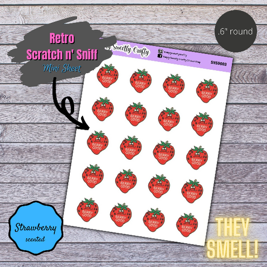 STRAWBERRY Scratch n Sniff Retro Stickers [SCENTED]