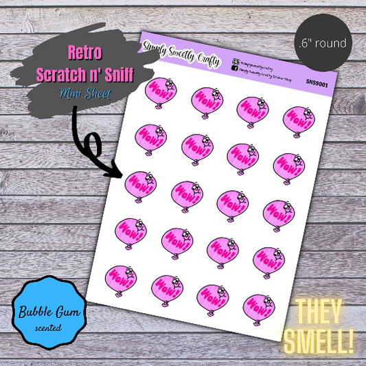 BUBBLE GUM Scratch n Sniff Retro Stickers [SCENTED]