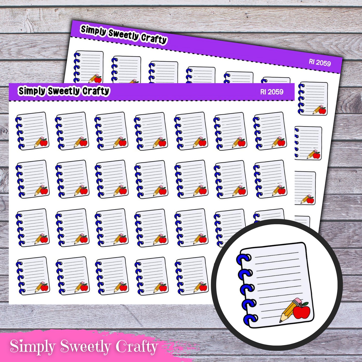 SCHOOL NOTEBOOK Icon Planner Stickers