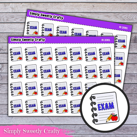 "EXAM" SCHOOL NOTEBOOK Icon Planner Stickers