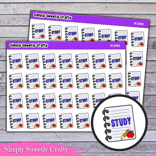 "STUDY" SCHOOL NOTEBOOK Icon Planner Stickers