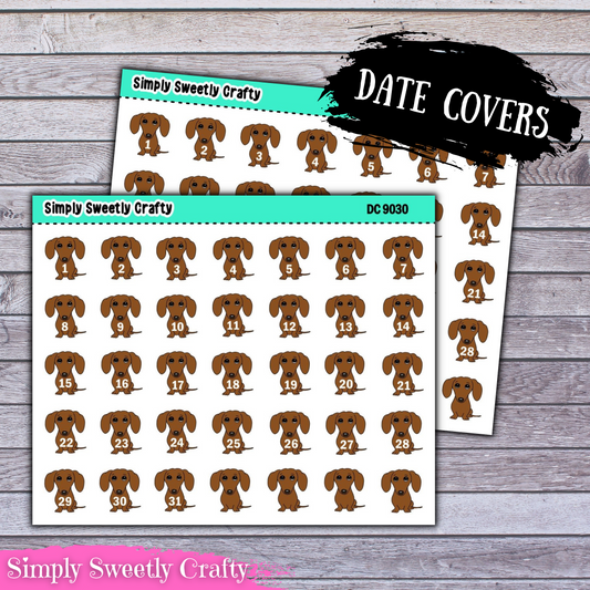 DOXIE Dachshund Date Cover Planner Stickers