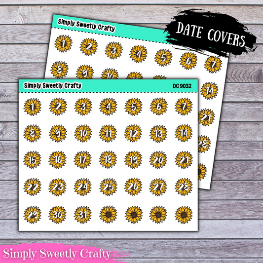 SUNFLOWERS Date Cover Planner Stickers