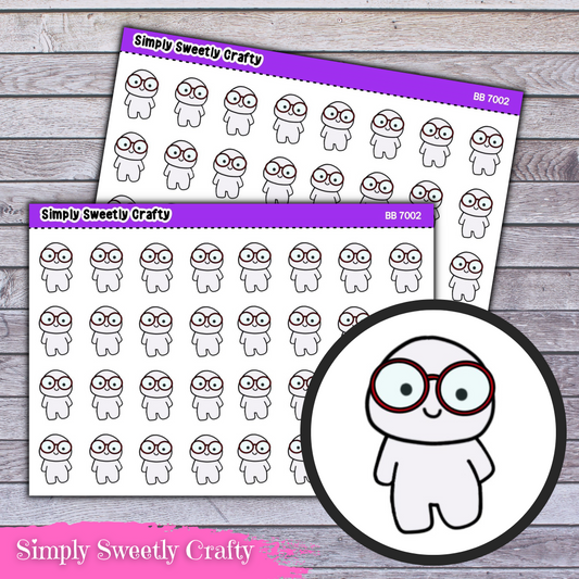 STANDING WITH GLASSES BUBBLE PERSON Character Planner Stickers