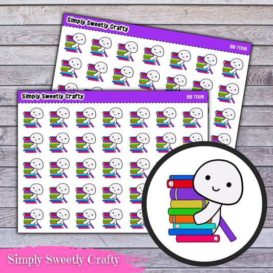 BOOK STACK BUBBLE PERSON Character Planner Stickers