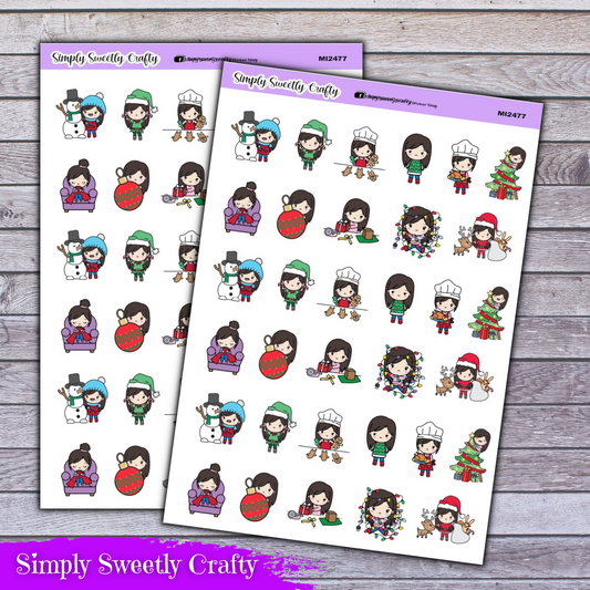 CHRISTMAS CHIBI - Light Skin Planner Stickers