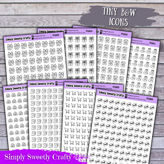 TINY B&W ICONS Planner Stickers