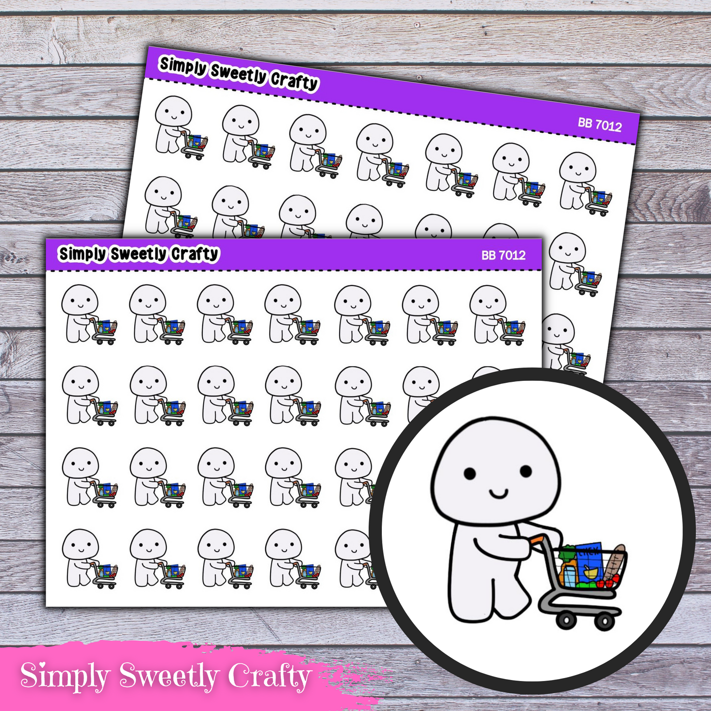 GROCERY SHOPPING BUBBLE PERSON Character Planner Stickers