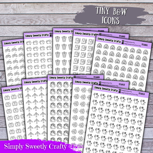 TINY B&W ICONS Planner Stickers