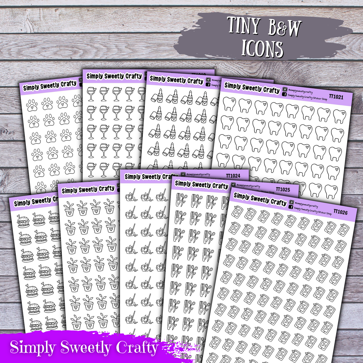 TINY B&W ICONS Planner Stickers