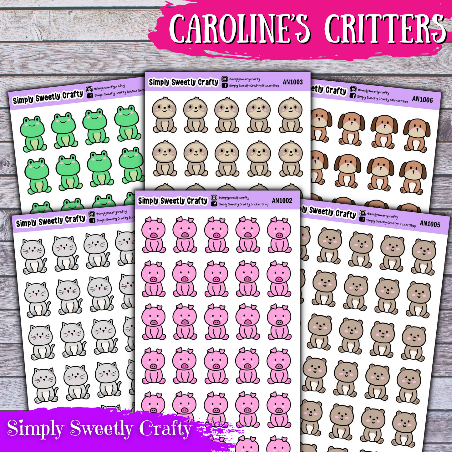 CAROLINE'S CRITTERS Planner Stickers