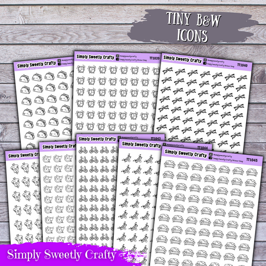 TINY B&W ICONS Planner Stickers