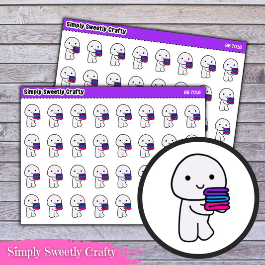 FOLDING LAUNDRY BUBBLE PERSON Character Planner Stickers