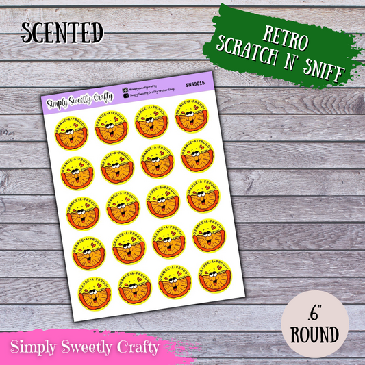 ORANGE Scratch n Sniff Retro Stickers [SCENTED]