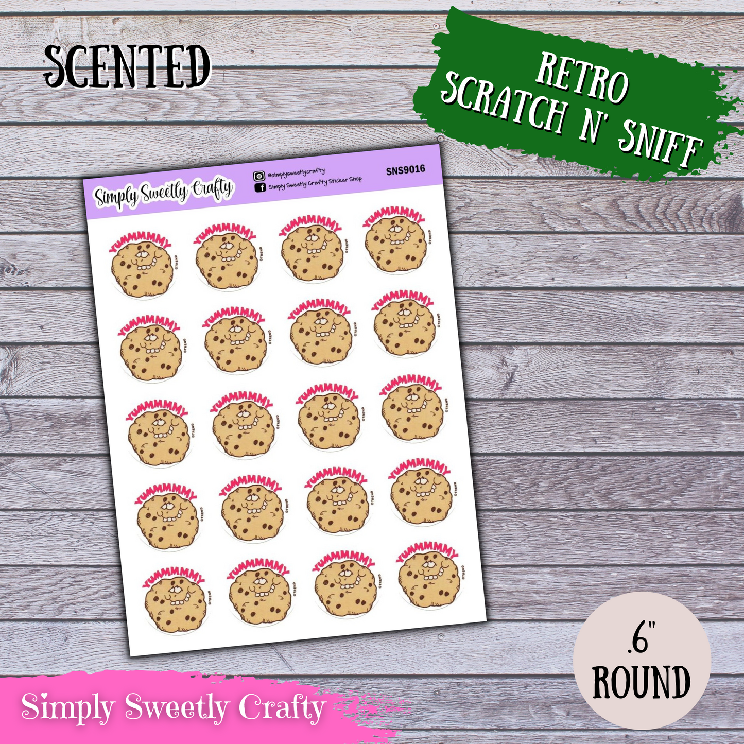 CHOCOLATE CHIP COOKIE Scratch n Sniff Retro Stickers [SCENTED]