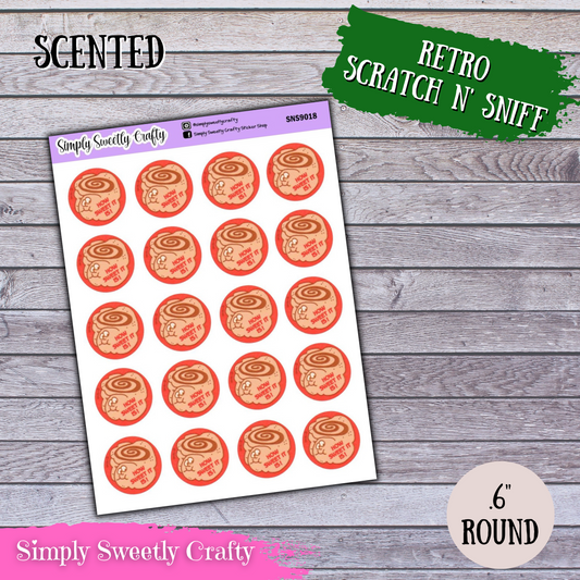 CINNAMON BUN Scratch n Sniff Retro Stickers [SCENTED]