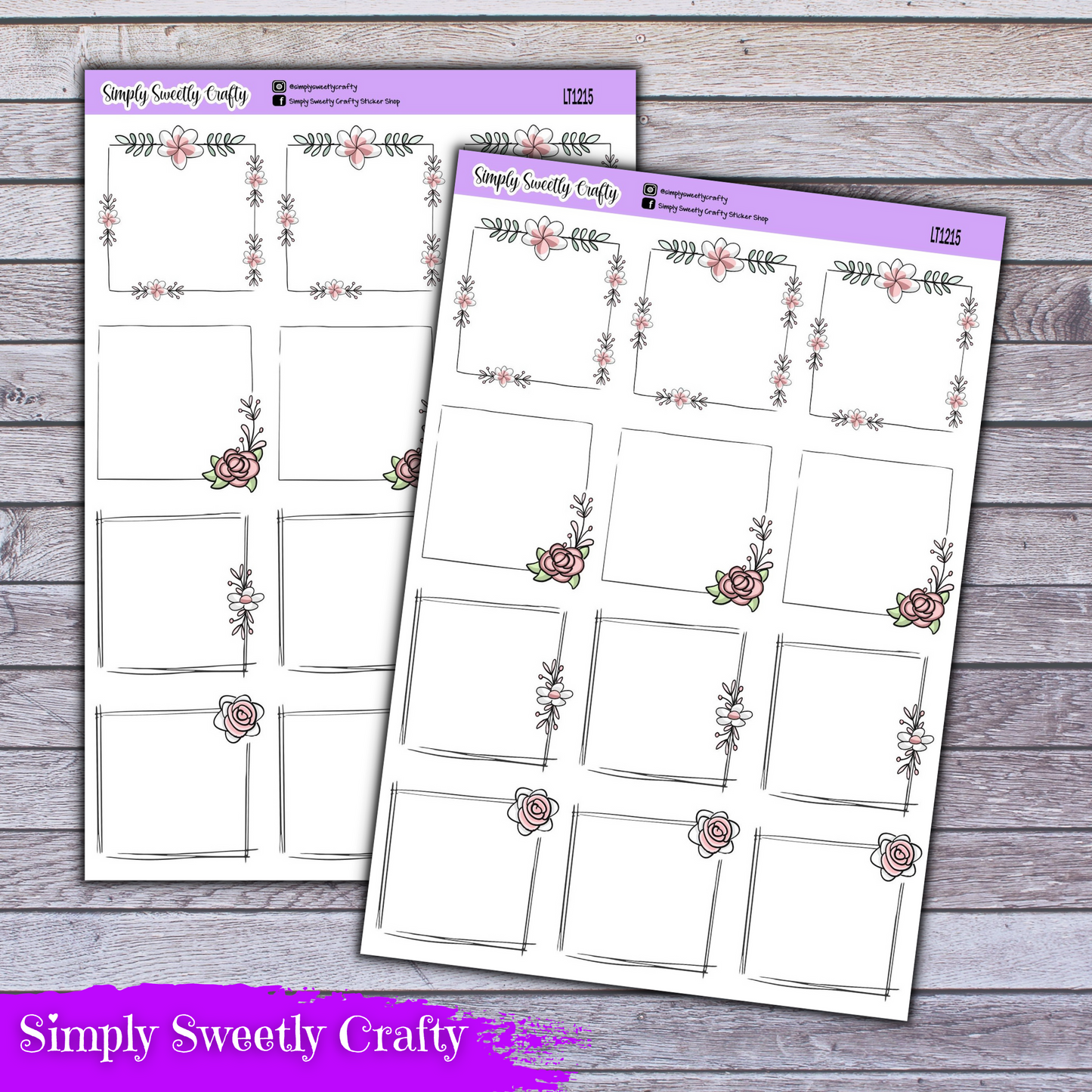 FLORAL SQUARE FRAMES Planner Stickers