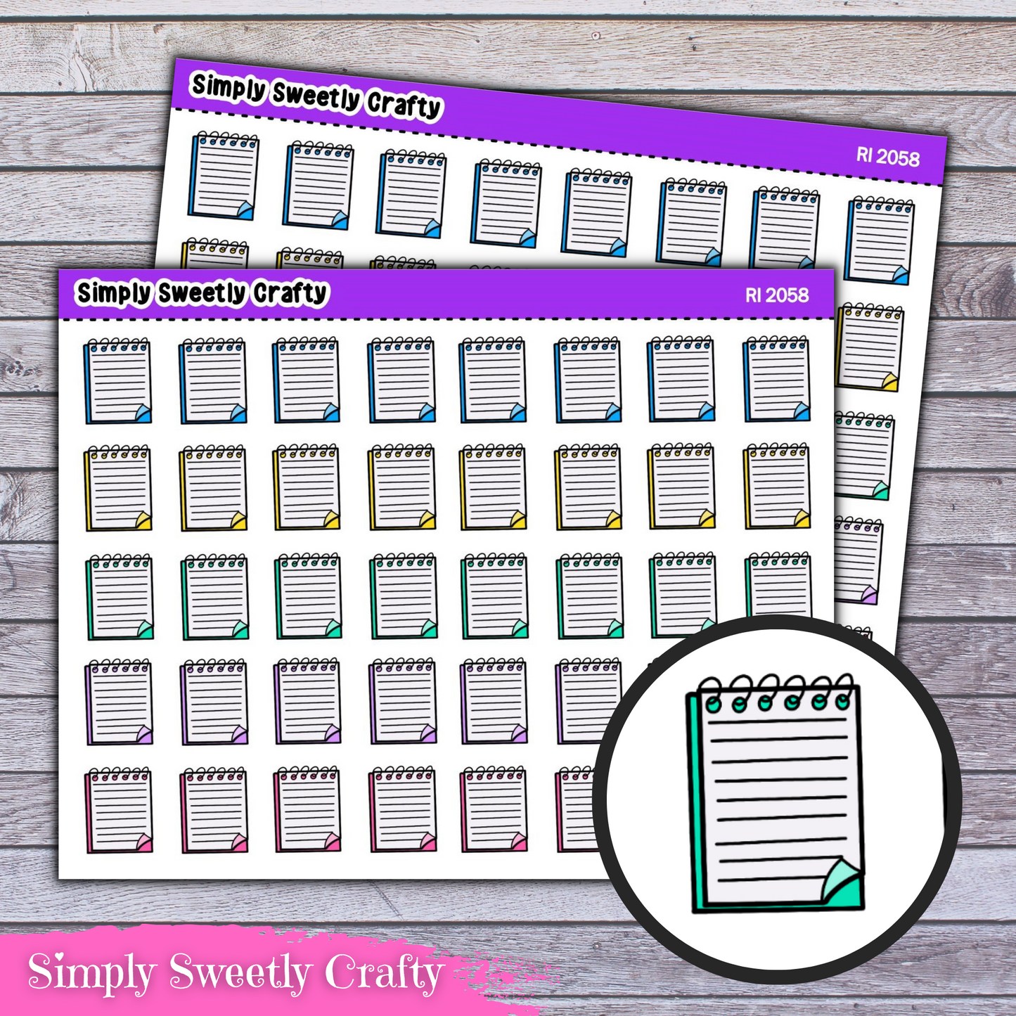 DOODLE NOTEPAD Icon Planner Stickers