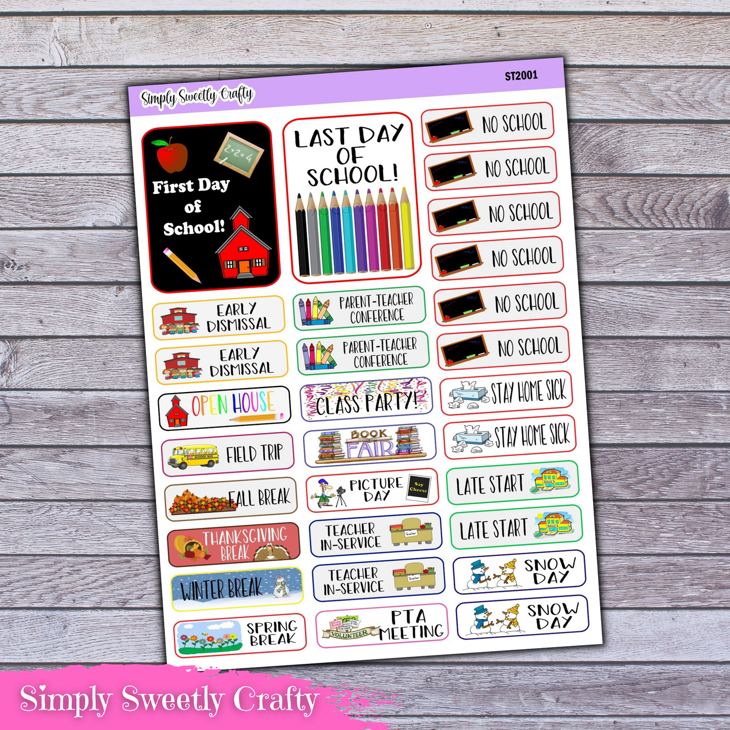 SCHOOL YEAR Planner Stickers Set