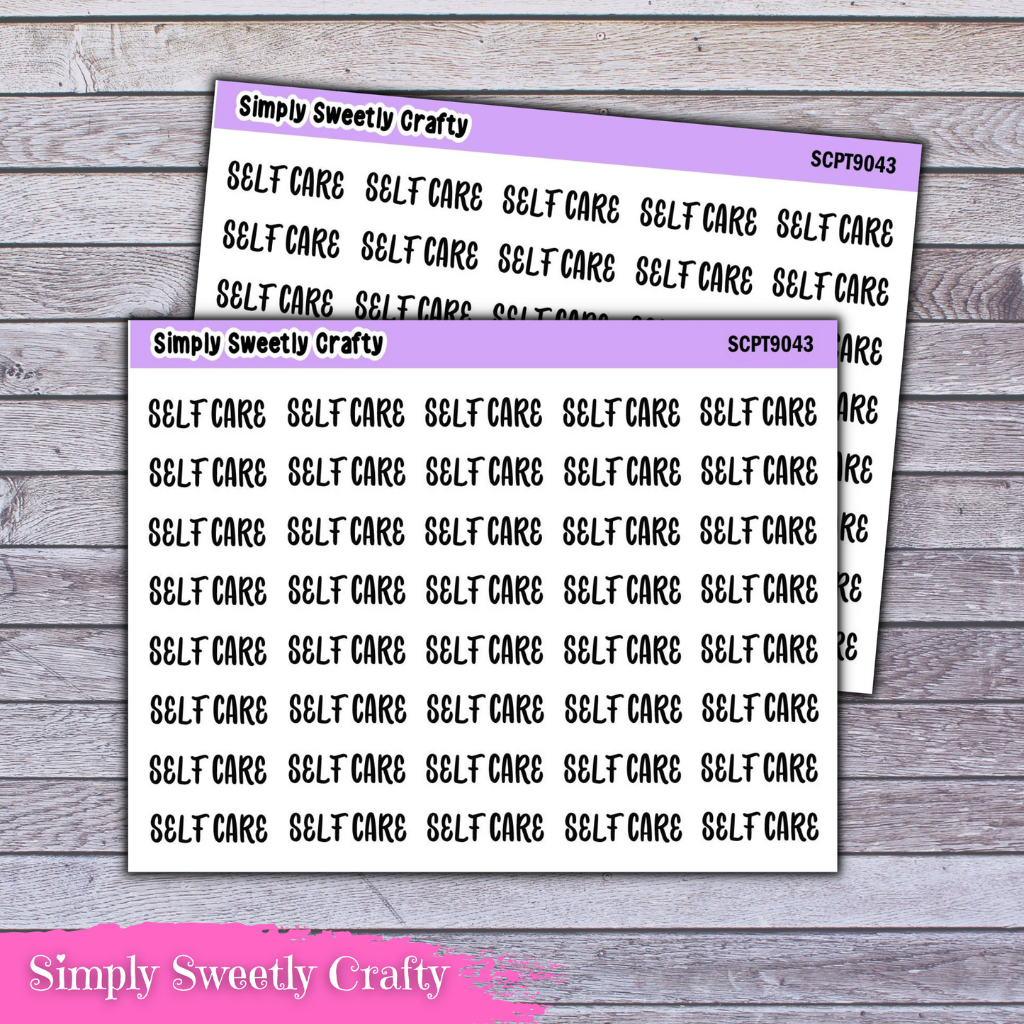 SELF CARE Script Font Planner Stickers