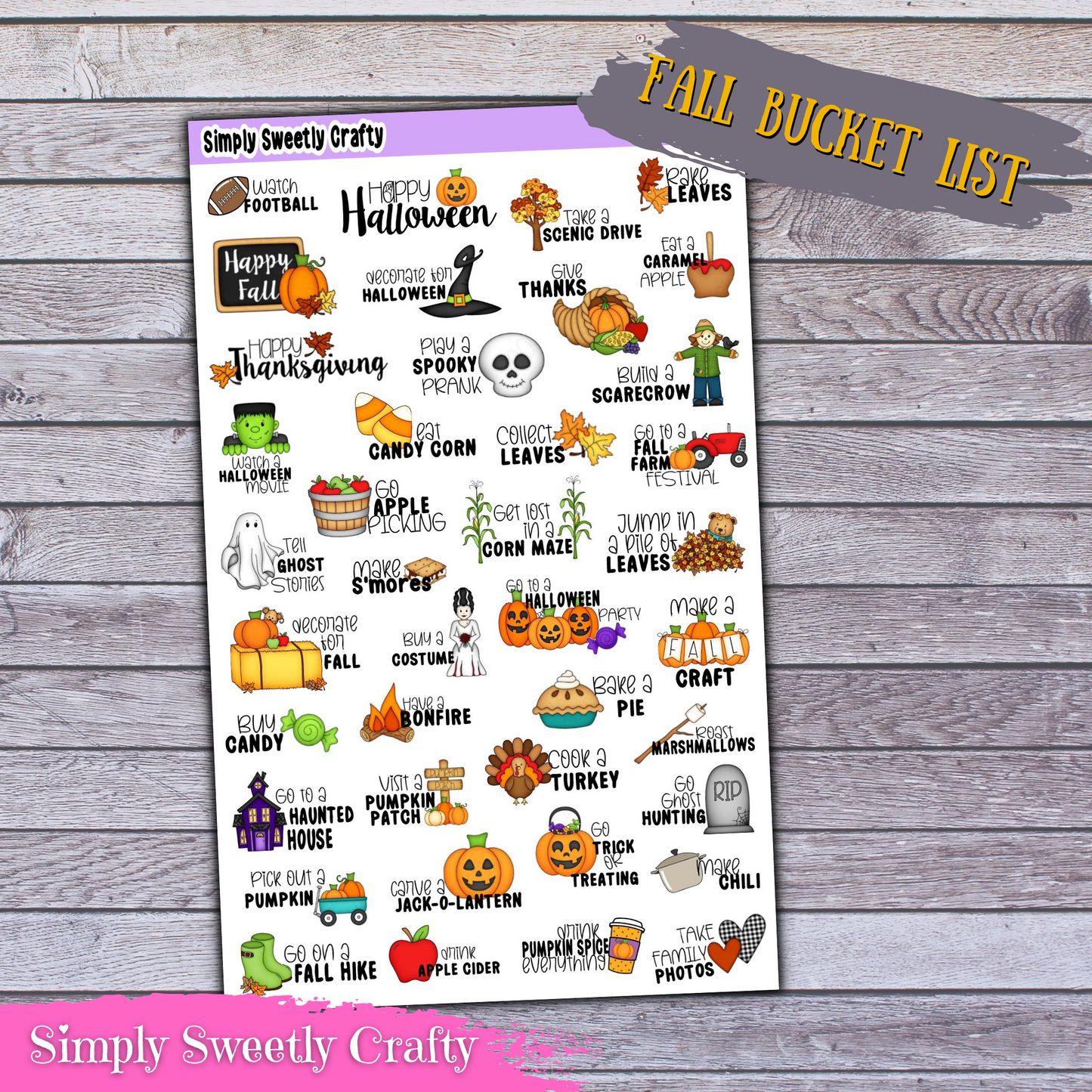 FALL BUCKET LIST Planner Stickers