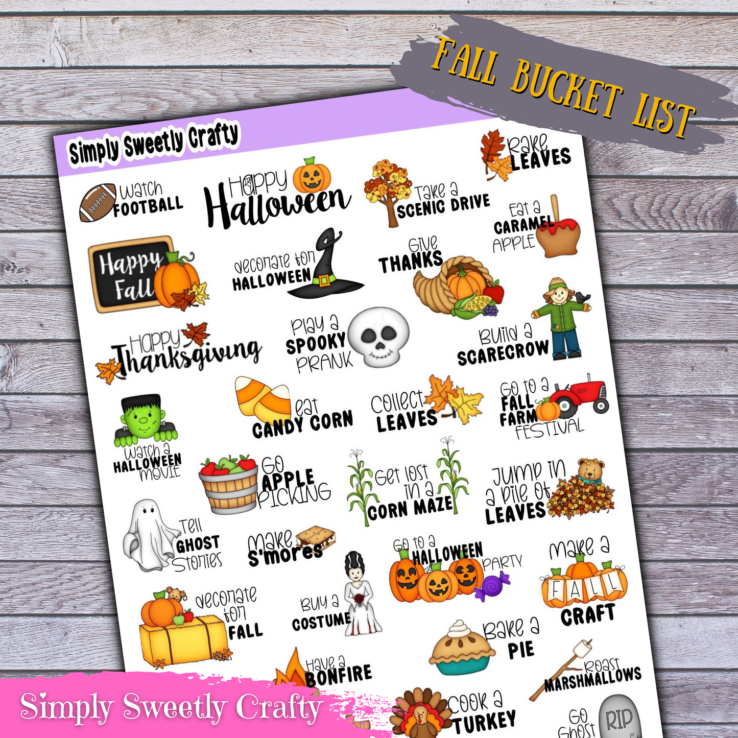 FALL BUCKET LIST Planner Stickers