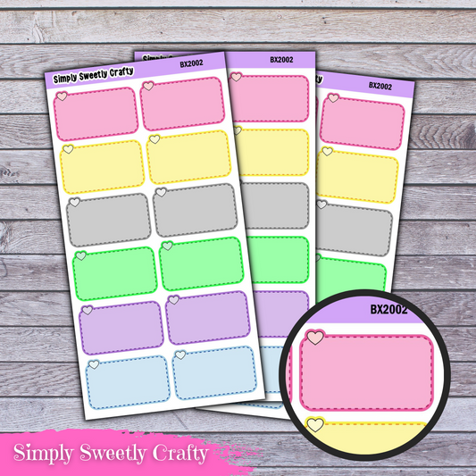 HEART STITCH HALF BOXES Planner Stickers