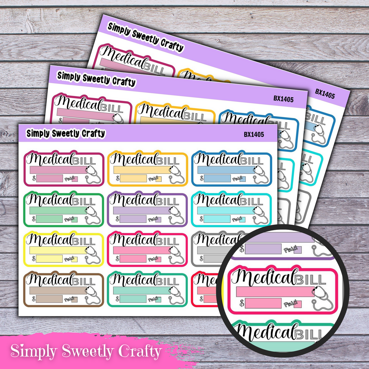 MEDICAL BILL DUE Planner Stickers