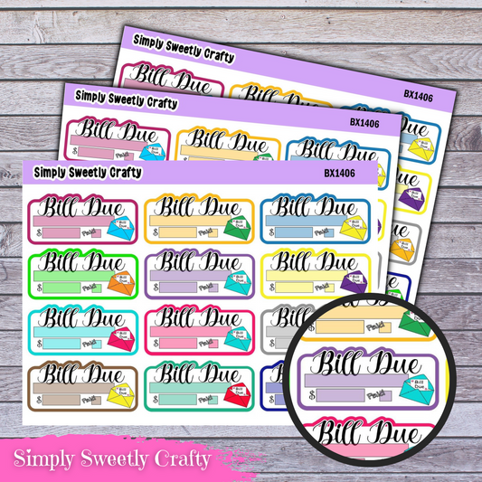 BILL DUE Planner Stickers