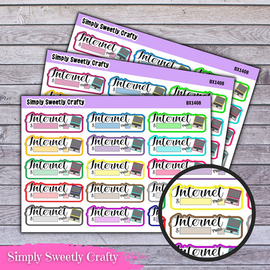 INTERNET BILL DUE Planner Stickers