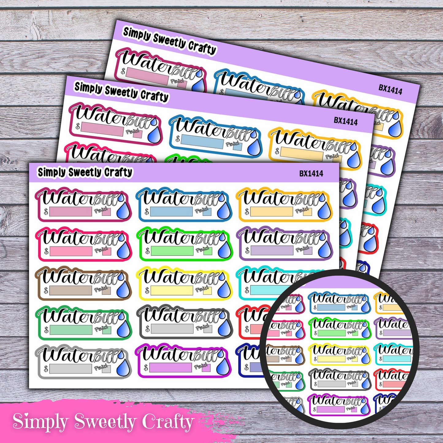 WATER BILL DUE Planner Stickers