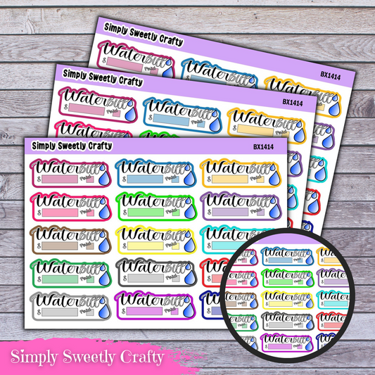 WATER BILL DUE Planner Stickers