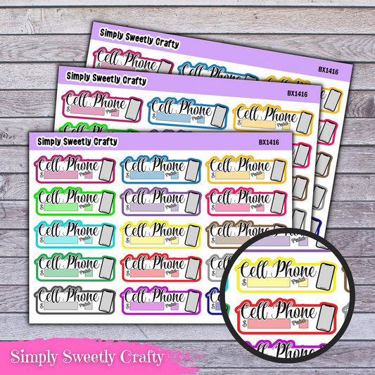 CELL PHONE BILL DUE Planner Stickers