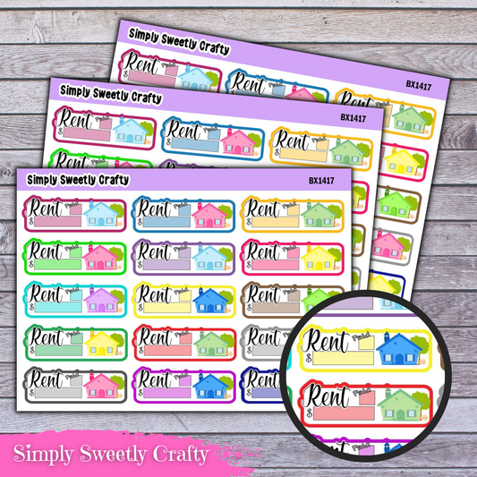 RENT BILL DUE Planner Stickers