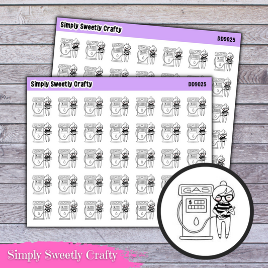 GAS FILL UP - DOODLE GIRL Planner Stickers