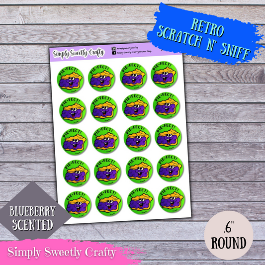 BLUEBERRY PIE Scratch n Sniff Retro Stickers [SCENTED]