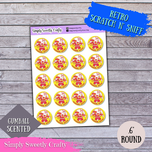 GUMBALL MACHINE Scratch n Sniff Retro Stickers [SCENTED]