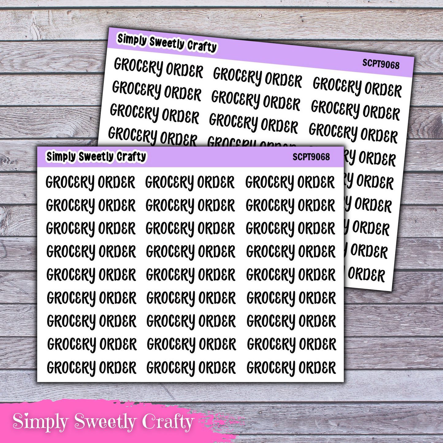 GROCERY ORDER Script Font Planner Stickers